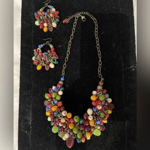 Colorful Beaded Necklace and Earring Set